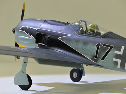 Phoenix Model FOCKE WULF WW2 Model of a World War II fighter plane with a propeller on a neutral background