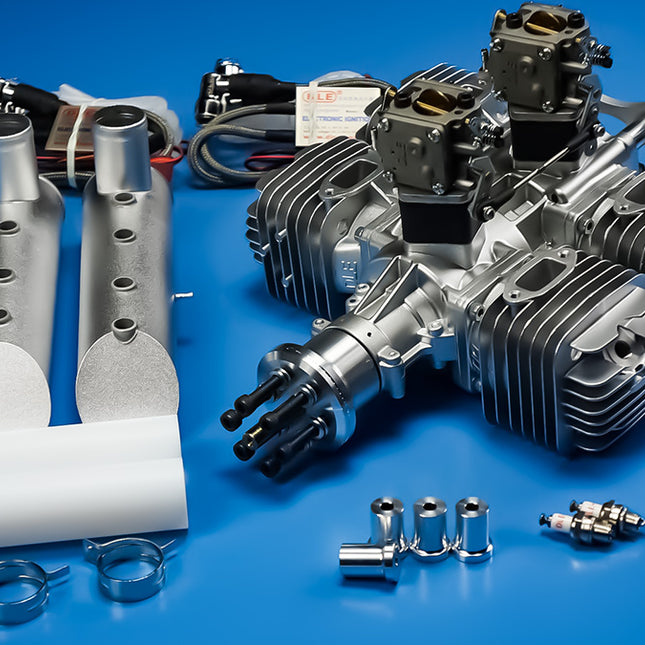 DLE 222 V3 Four-Cylinder Petrol Engine – 222cc Powerhouse for Giant-Scale RC Aircraft