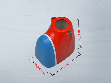 Phoenix Model AURORA 59" ARF Red and blue cowl with dimensions marked on a white background