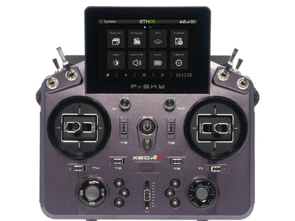 frSky X20RS Slate Grey transmitter with white background