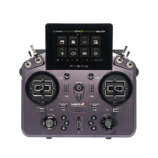 frSky X20RS Slate Grey transmitter with white background