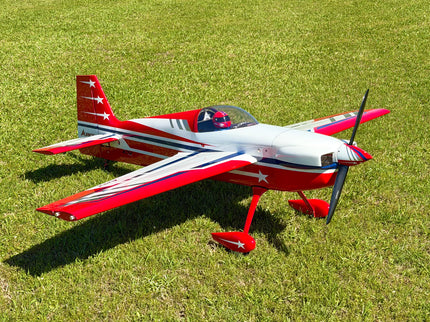 Apex Aerotech 82" Laser ARF - Red/Blue ("Retro") on grass field 