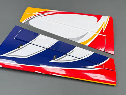 Colorful airplane wing model on a gray background