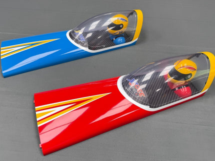 Two colorful canopies on a gray background