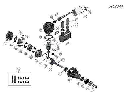 DLE-20RA 20cc 2-Stroke Rear Exhaust Petrol RC Engine