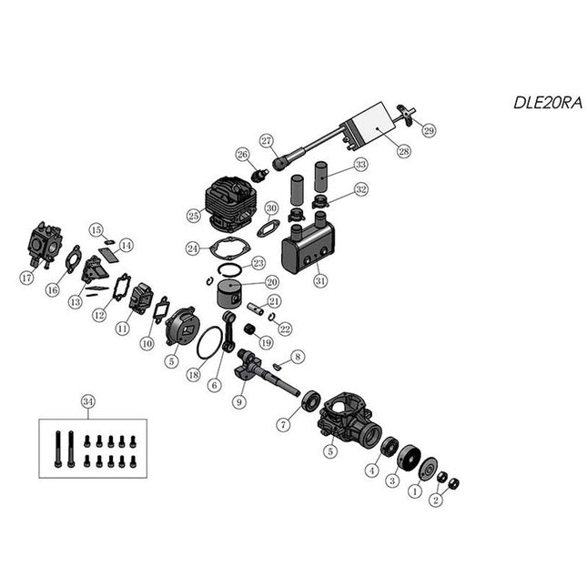 DLE-20RA 20cc 2-Stroke Rear Exhaust Petrol RC Engine