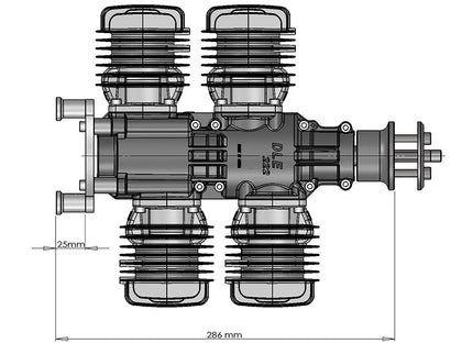 DLE 222 V3 Four-Cylinder Petrol Engine – 222cc Powerhouse for Giant-Scale RC Aircraft