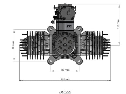 DLE 222 V3 Four-Cylinder Petrol Engine – 222cc Powerhouse for Giant-Scale RC Aircraft