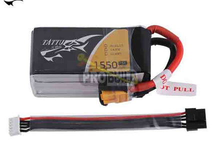 TATTU 1550mAh 14.8V 75C 4S1P Lipo Battery Pack with Detachable Balance Cable