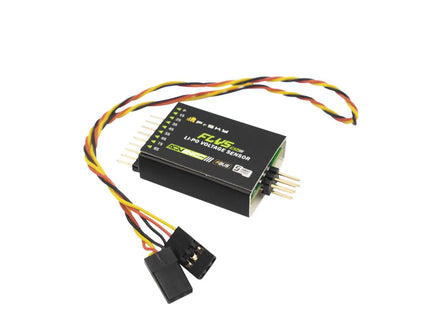 Electronic voltage sensor module with wires on a white background