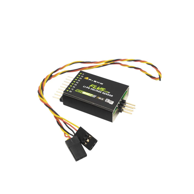 Electronic voltage sensor module with wires on a white background