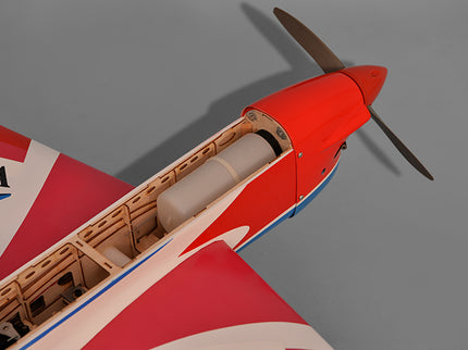 Phoenix Model AURORA 59" ARF Model airplane with red and white design on a gray background