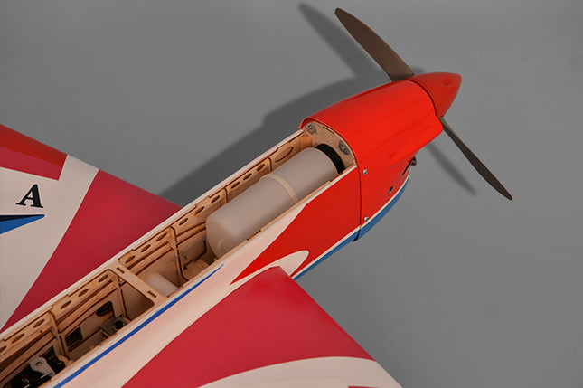 Phoenix Model AURORA 59" ARF Model airplane with red and white design on a gray background
