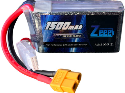 Zeee 3S Lipo Battery 1500mAh 11.1V 120C with XT60