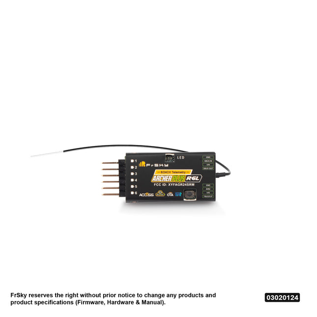 FrSky receiver module on a white background
