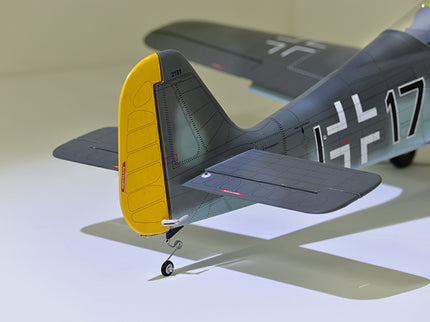 Phoenix Model FOCKE WULF WW2 Model airplane with a yellow tail fin on a white background