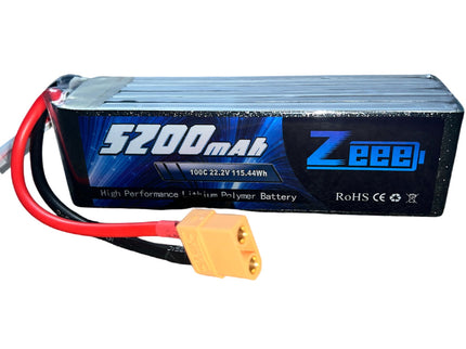 Zeee 6S Lipo Battery 5200mAh 22.2V 100C with XT90