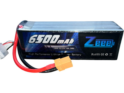 Zeee 6S Lipo Battery 6500mAh 22.2V 100C with XT90