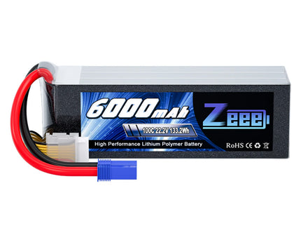 Zeee 6S Lipo Battery 6000mAh 22.2V 100C with EC5
