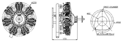 UMS 7-Cylinder 90cc Petrol Radial Engine – 4-Stroke Scale Aircraft Powerplant