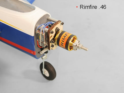 Phoenix Model TYPHOON 59" Size ARF Model airplane with a Rimfire .46 engine on a gray background