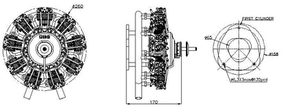 UMS 9-Cylinder 115cc Petrol Radial Engine – 4-Stroke Scale Aircraft Powerplant