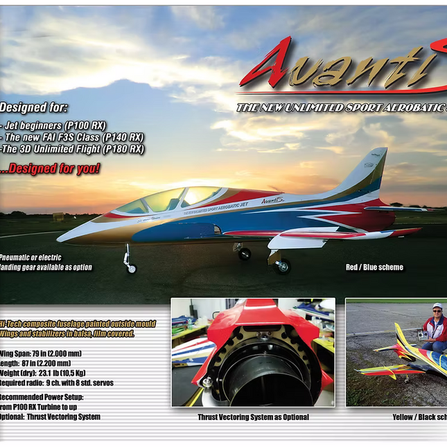 SebArt Avanti S W/Electric Retract ARF 2.3M - Blue/Red