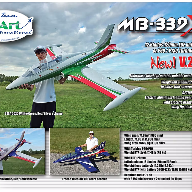 SebArt MB 339 W/Electric Retract ARF 1.9M - Green