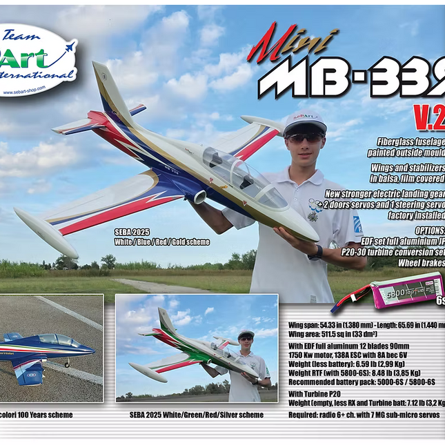 SebArt MB 339 W/Electric Retract ARF 1.45M V2 - Blue