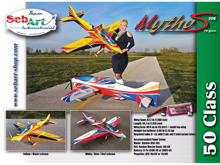 SebArt MythoS F3A 50E ARF F3A 62.2" - White/Blue/Red