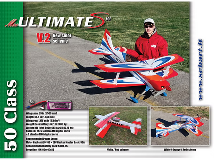 SebArt Miss Ultimate S 50E Biplane ARF 59" V2 - White/Red