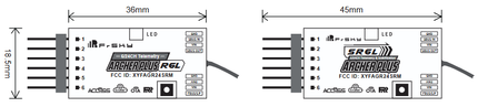 Two electronic components with dimensions labeled on a white background