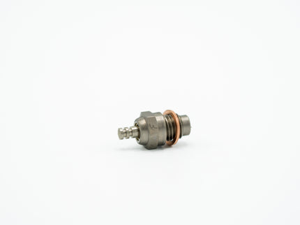 Metal valve component on a white background