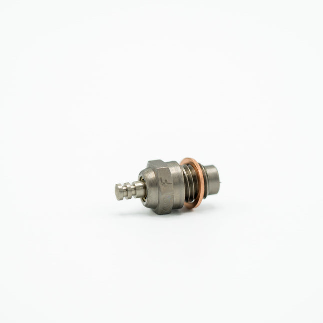 Metal valve component on a white background