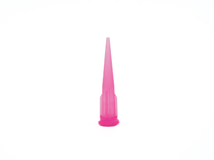 Pink plastic cone-shaped object on a white background