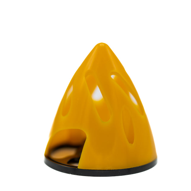 Yellow cone-shaped object on a white background