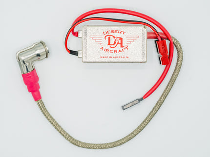 Electrical connector with red and pink wires on a white background, featuring 'Desert Aircraft' branding.