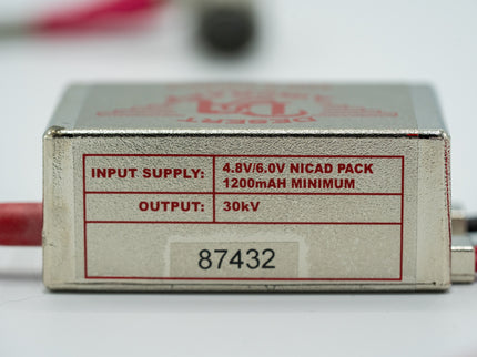 Rectangular electronic component with label on a white background