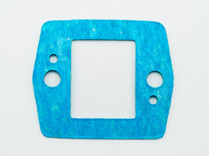 Blue gasket with square shape and circular holes on a white background