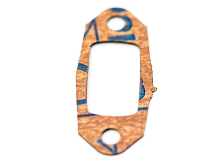 Gasket with blue markings on a white background
