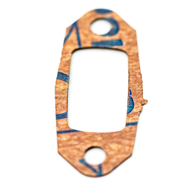 Gasket with blue markings on a white background