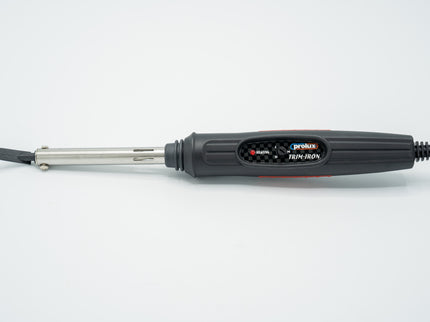 Soldering iron with a visible brand logo on a white background