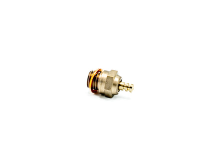 Brass valve stem on a white background