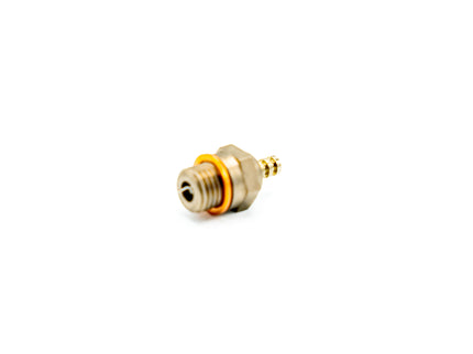 Brass fitting with gold-colored accent on a white background
