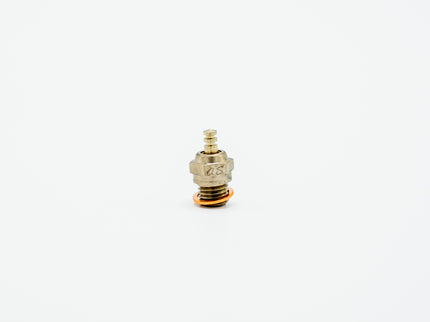 Small brass valve stem cap on a white background