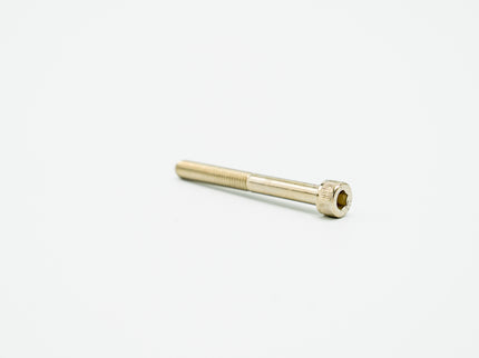 Gold-colored screw on a white background
