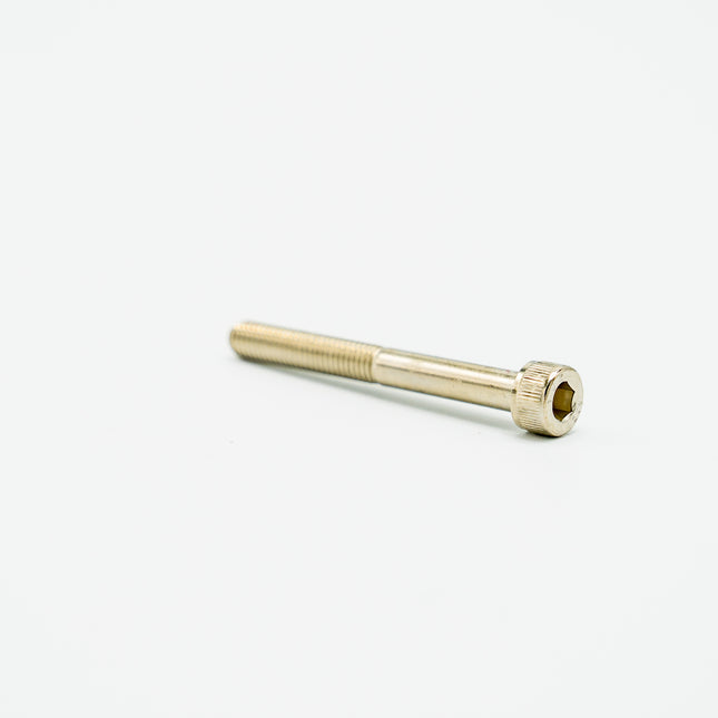 Gold-colored screw on a white background