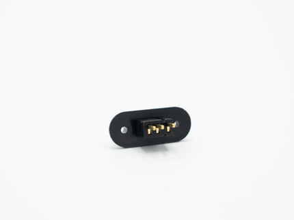 Black electronic component on a white background