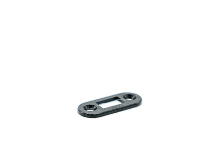 Black metal clip on a white background