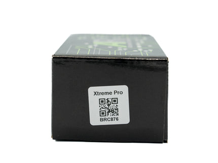 Black box with 'Xtreme Pro' branding and QR code on a white background